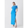 Feather Bardot Stretch Crepe Tailored Maxi Dress