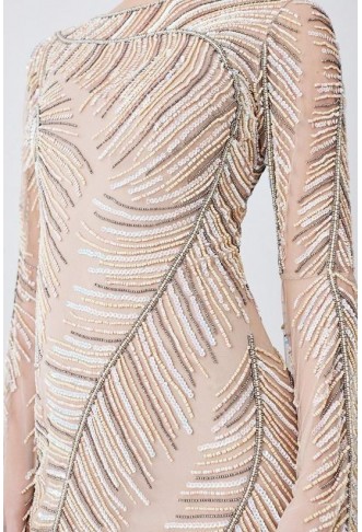 Petite Feather Crystal Embellished Maxi Dress