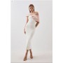 Figure Form Bandage Asymmetric Strap Knit Midi Dress