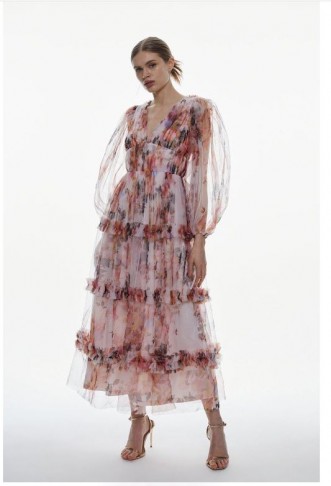 Floral Tulle Plunge Woven...