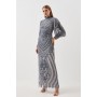 Tall Crystal Embellished Balloon Sleeve Woven Maxi Dress