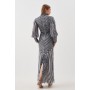 Tall Crystal Embellished Balloon Sleeve Woven Maxi Dress