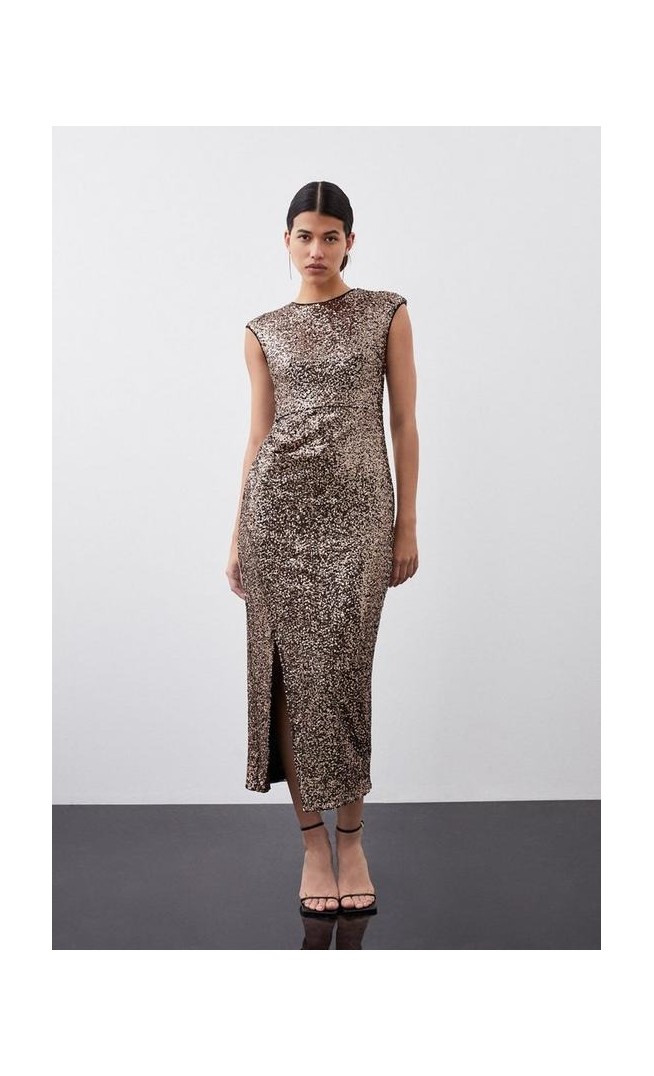 Stretch Sequin Midaxi Dress