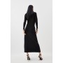 Viscose Blend Knit Midaxi Dress With Shawl Collar