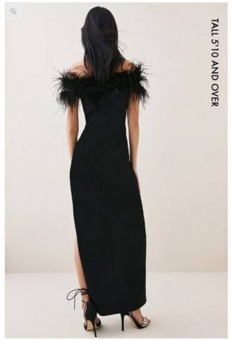 Tall Feather Bardot Stretch Crepe Maxi Dress