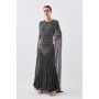 Petite Premium Embellished Caped Woven Maxi Dress