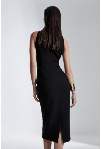 Structured Crepe Drape Side Midaxi Dress