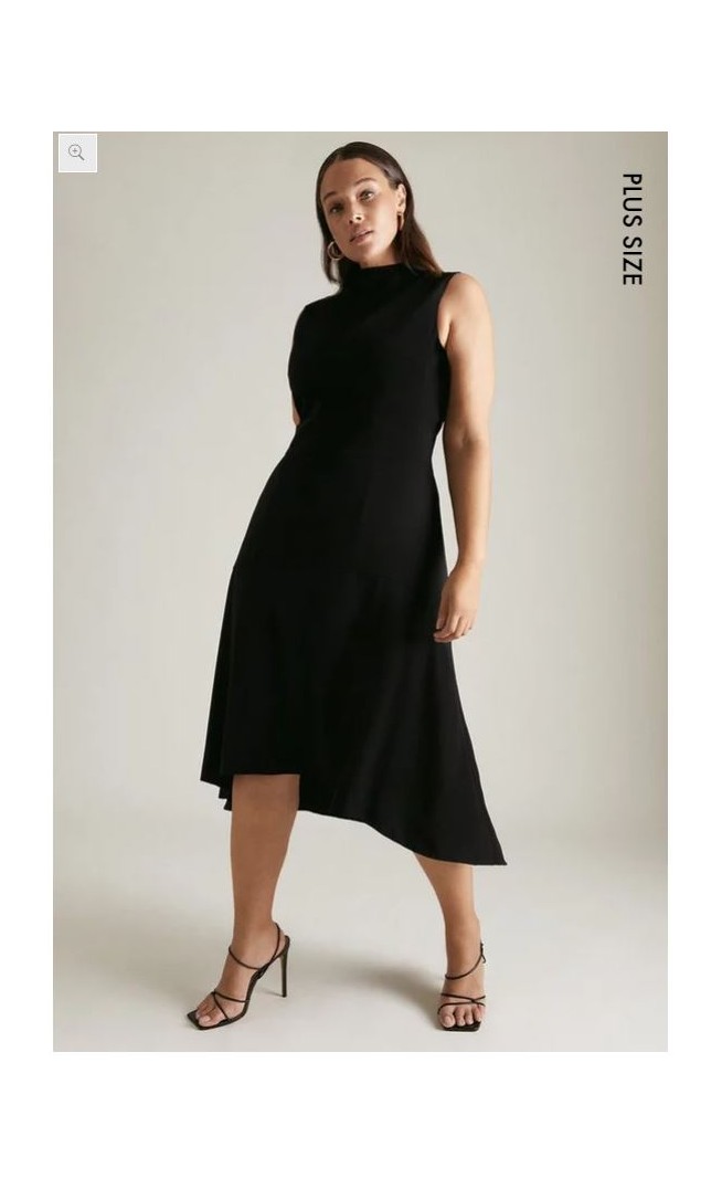 Plus Size Soft Tailored High Low Midi Dress