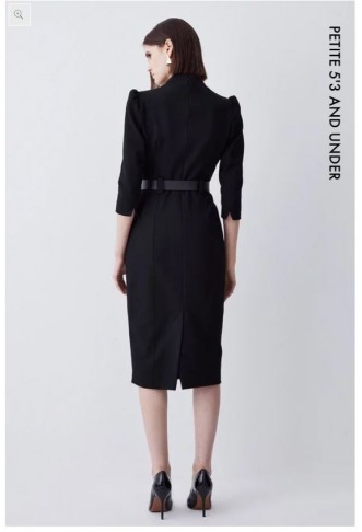 Petite Structured Crepe Belted Forever Midi Dress