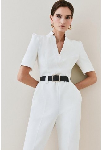 Petite Tailored Forever Belted Jumpsuit