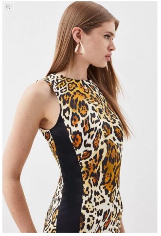 Leopard Print Panel Seam Pencil Dress