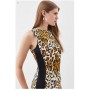 Leopard Print Panel Seam Pencil Dress