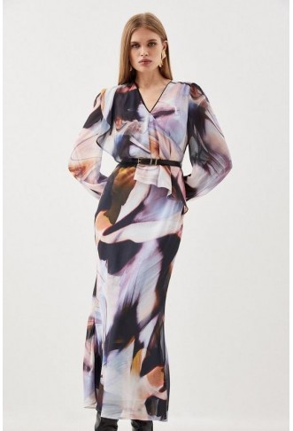 Marble Print Draped Front...