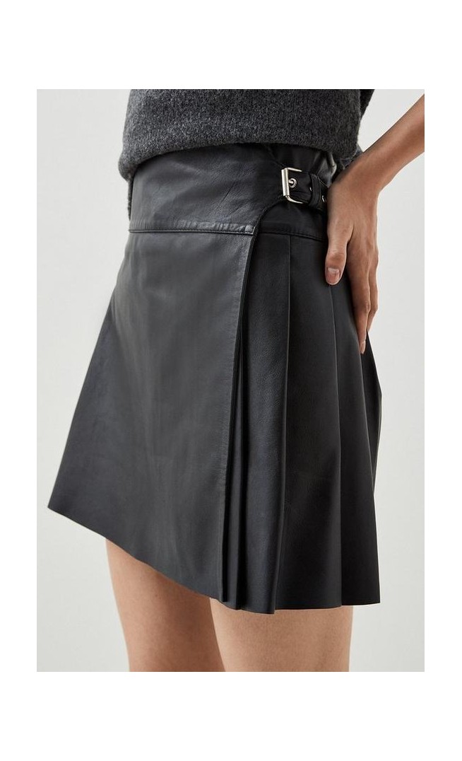 Leather Pleated Kilt Mini Skirt