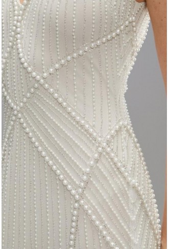 Sculpting Pearl And Diamante Embellished Bridal Maxi Dress