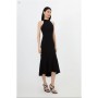 Compact Stretch Essential Waterfall Hem High Neck Midi Dress