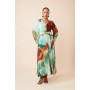 Abstract Printed Soft Pleated Woven Maxi Dress