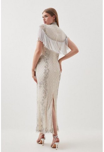 Pearl And Crystal Embellished Midaxi Dress
