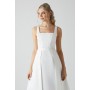 Column Twill Bridal Dress With Removable Belt Train