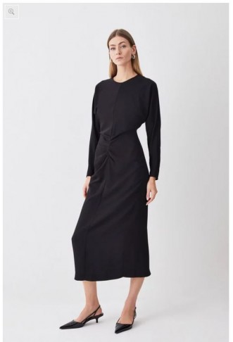 Ruched Crepe Rounded Sleeve...