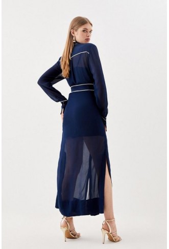 Viscose Woven Midi Shirt Dress