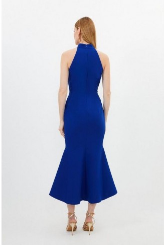Compact Stretch Tailored High Low Midi Dress