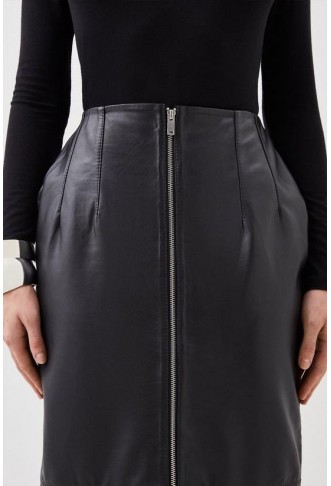 Leather Zip Through Maxi Pencil Skirt