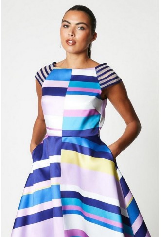 Twill Multi Strap Dress In Stripe Print