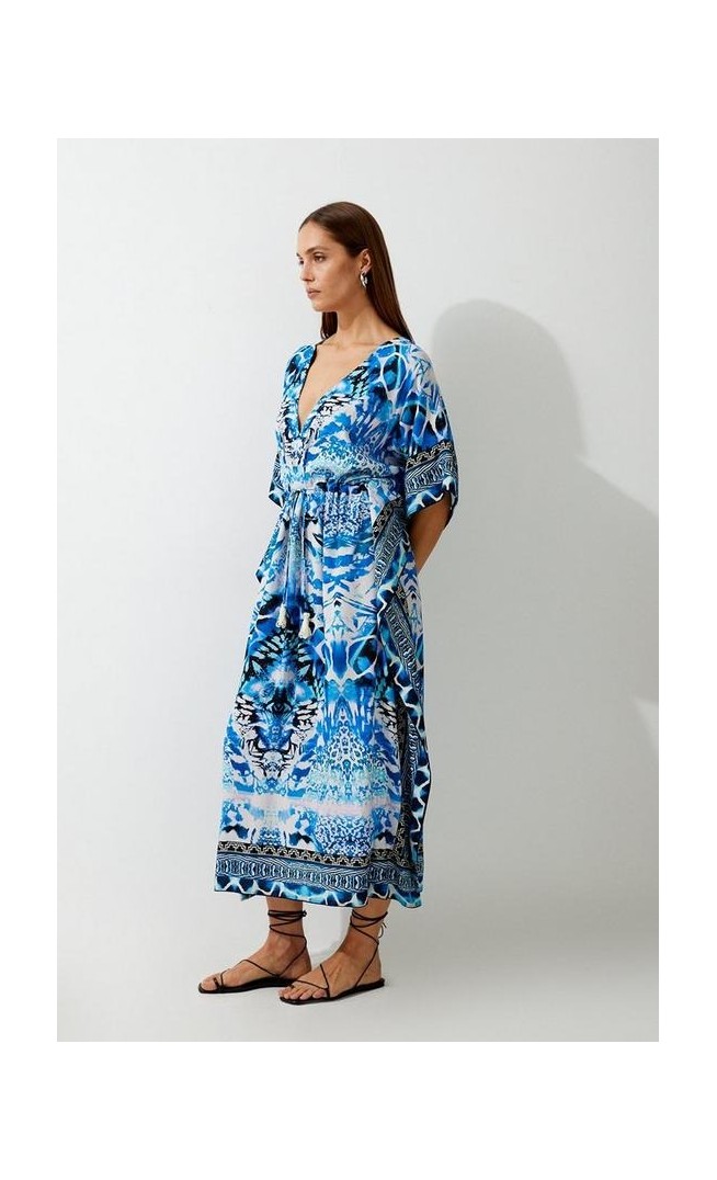 Beach Mirrored Animal Kimono Midi Dress