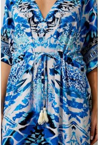 Beach Mirrored Animal Kimono Midi Dress