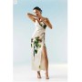 OOTO Italian Structured Satin Strappy Floral Dress