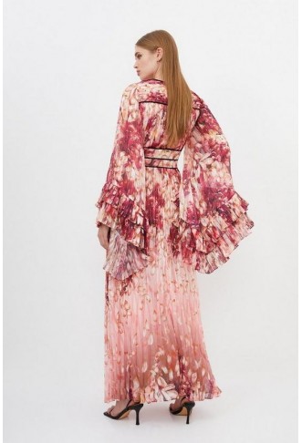 Floral Drama Kimono Woven Maxi Dress