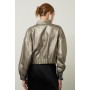 Metallic Denim Woven Bomber Jacket