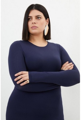 Plus Size Contour Jersey Long Sleeve Midaxi Dress