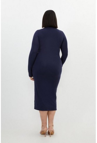 Plus Size Contour Jersey Long Sleeve Midaxi Dress