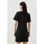 Compact Stretch Zip Detail Tailored Mini Dress