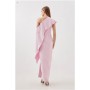 Tailored Compact Stretch Viscose Drape Detail Maxi Dress