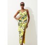 Petite Neon Lilly Print Strappy Tailored Maxi Dress