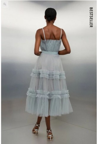 Tulle Bandeau Tiered Midi Dress