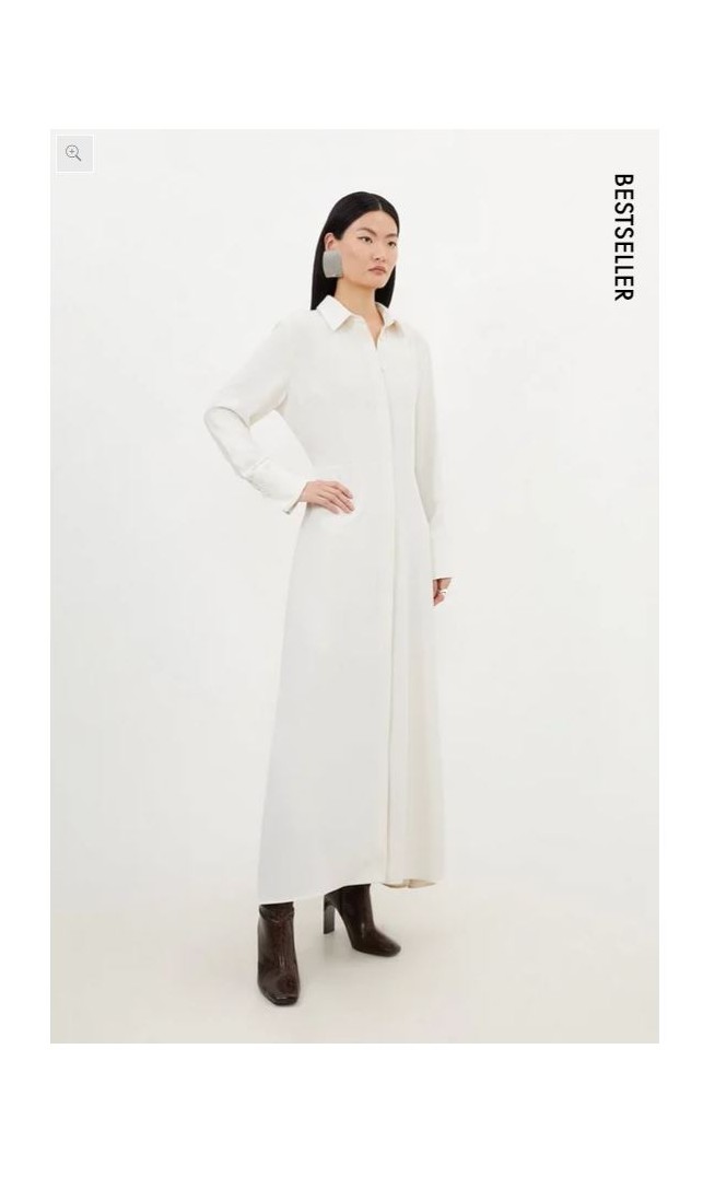 Soft Tailored Belted Maxi Shirt Dress