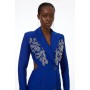 Embellished Figure Form Bandage Cut Out Back Blazer Dress