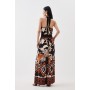 Abstract Floral Border Printed Woven Jumpsuit