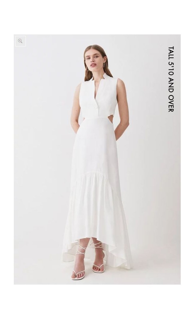 Tall Linen Cut Away Midi Dress