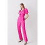 Italian Wool Blend Satin Couture Draped Jumpsuit