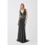 Sculpting Pearl And Diamante Embellished Maxi Dress