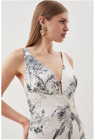 Floral Premium Satin Panelled Woven Maxi Dress