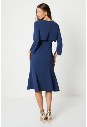 Tulip Bodice Long Sleeve Midi Dress