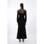 Black Premium Crystal Embellished Woven Maxi Dress