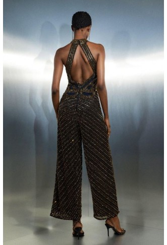 Embellished Beaded Woven Jumpsuit