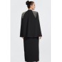 Black Plus Size Embellished Caddy Plunge Cape Sleeve Woven Midi Dress